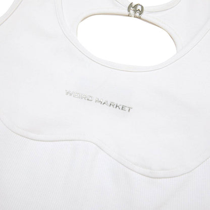 Weird Market Hollow-Out Back Knit Vest White