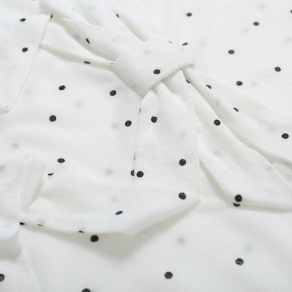 SomeSowe Bow Polka Dots Top White