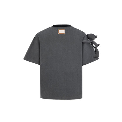 13De Marzo Bear Denim Rivet T-Shirt Washed Black