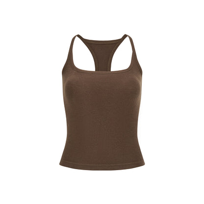 Via Pitti Padded Casual Sport Vest Top Brown