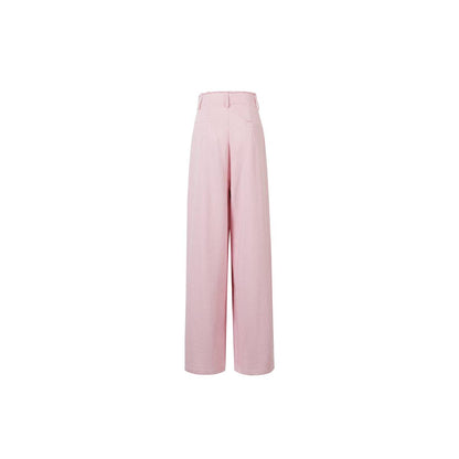 Three Quarters Rough Edge Straight-Leg Jeans Pink