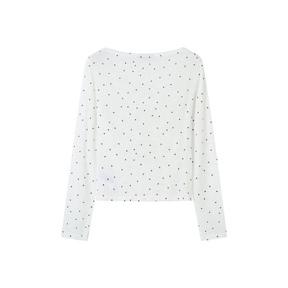 SomeSowe Bow Polka Dots Top White