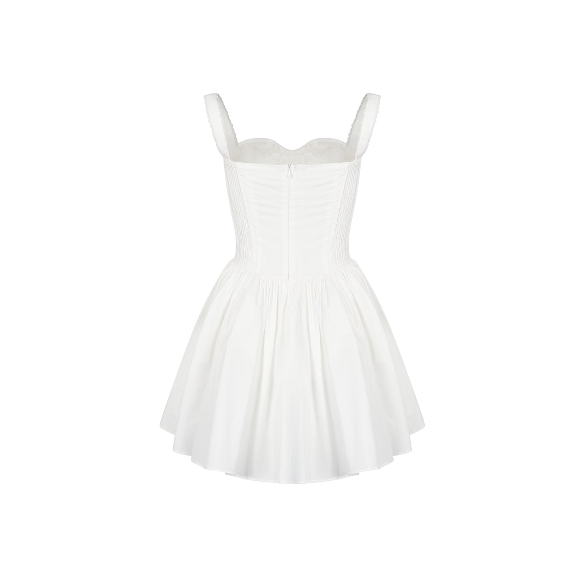 Kroche Lace Edge Waist Puff Dress White