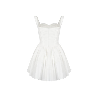 Kroche Lace Edge Waist Puff Dress White