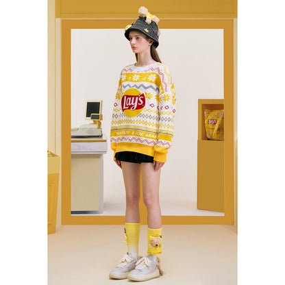 13De Marzo X Lay's Flavor Bear Fair Isle Knit Sweater Yellow