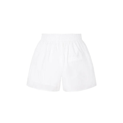 Three Quarters Logo Embroidery Shorts White