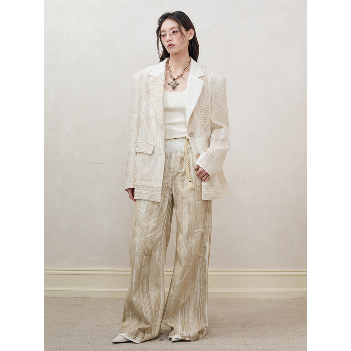 Anno Mundi Brushed Dyed Wide-Leg Straight Denim Pants