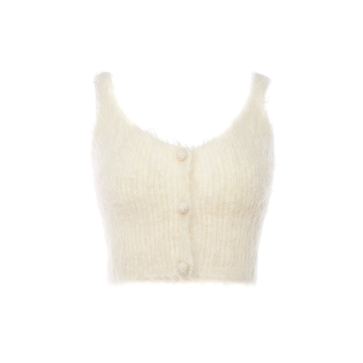 Rocha Roma Alpaca Knitted Lace Vest Cream