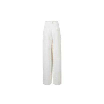 Three Quarters Rough Edge Straight-Leg Jeans White