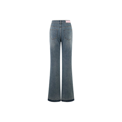 Three Quarters Destroy Edge Flare Jeans