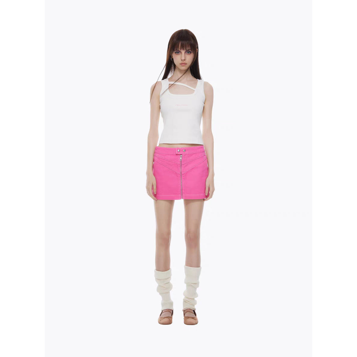 Ann Andelman Zipped Mini Skirt Pink