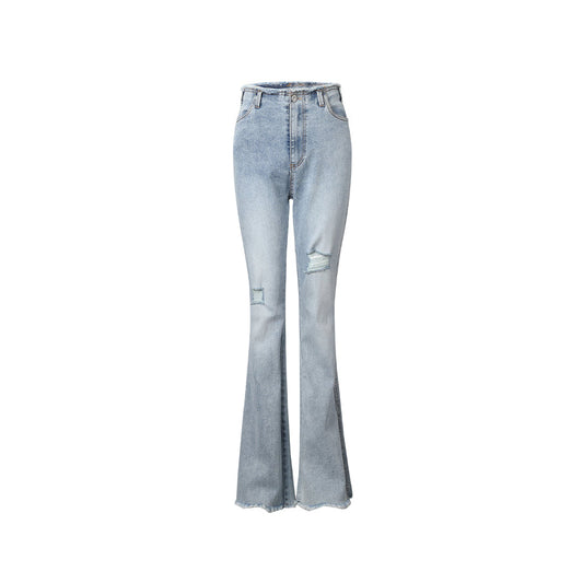 Three Quarters Ripped Raw Edge Denim Jeans