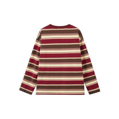 SomeSowe Retro Striped Long Sleeve T-Shirt Red