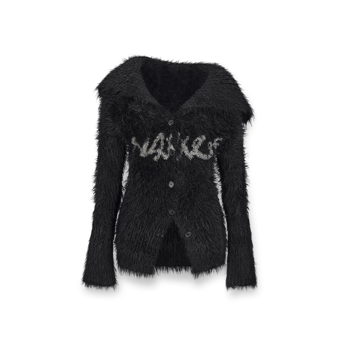 NotAwear Logo Embroidery Faux Mink Sweater Black