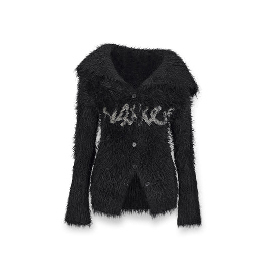 NotAwear Logo Embroidery Faux Mink Sweater Black