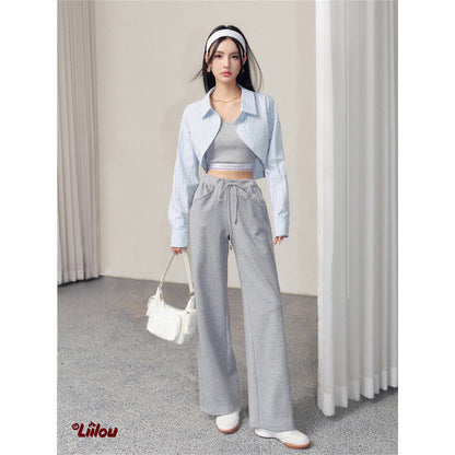 Liilou Relaxed Lightweight Mid Rise Casual Pants