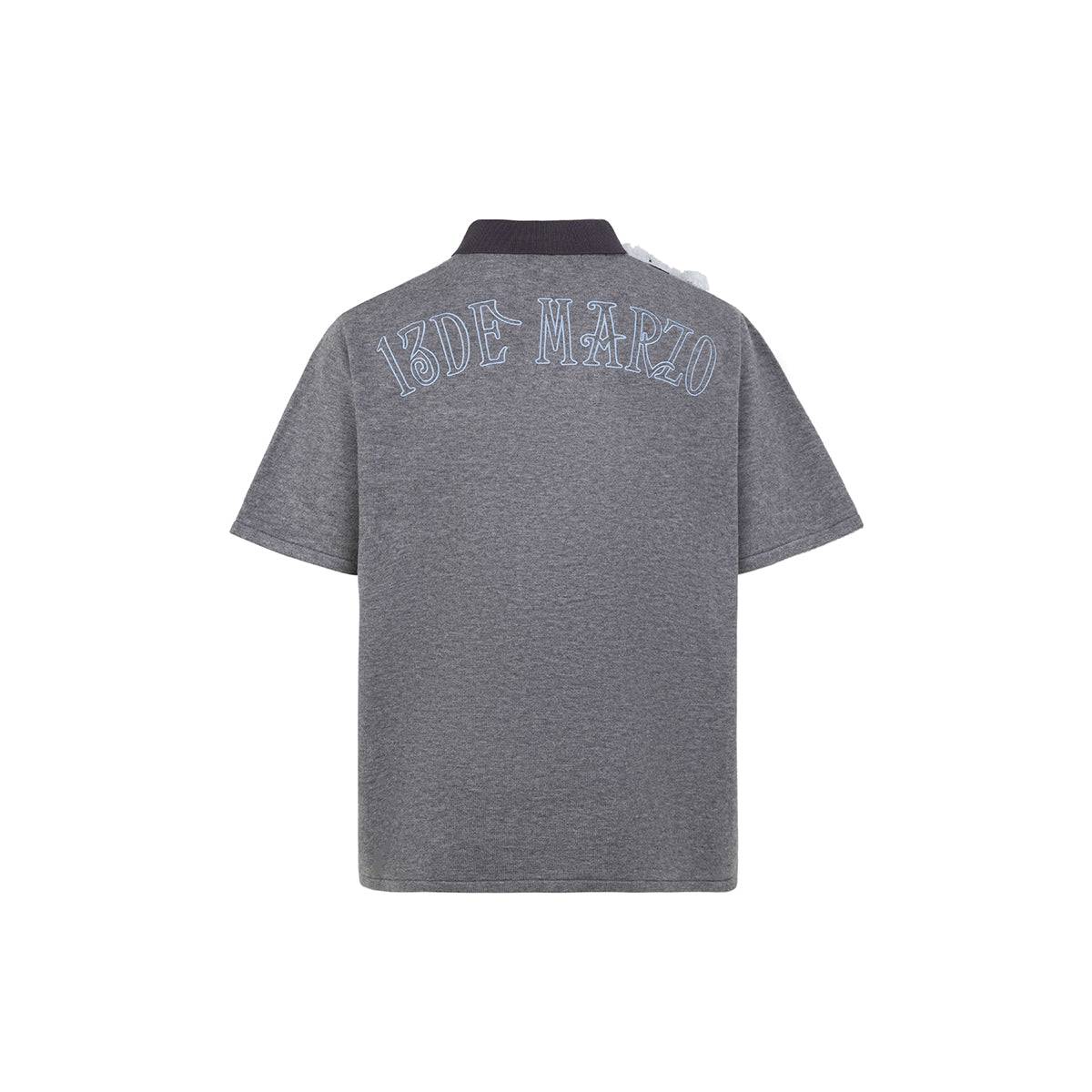 13De Marzo Bear Knit Patch T-shirt Grey