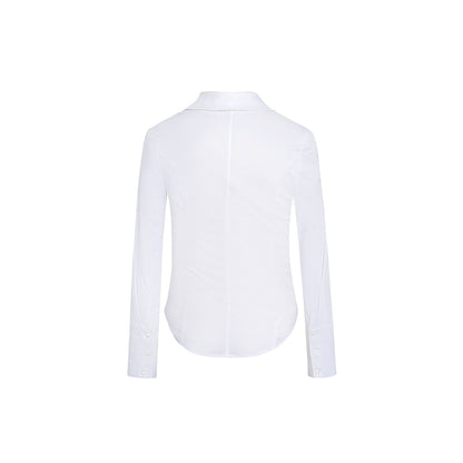 Three Quarters Logo Slim Fit Poplin Shirt White