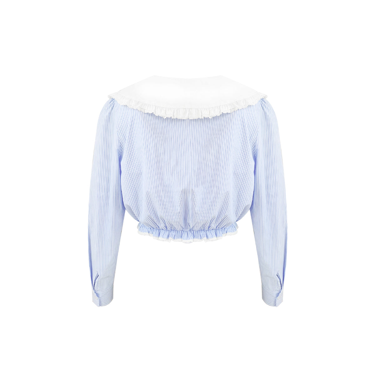 Kroche Doll Collar Hollow-Out Crop L/S Shirt Top