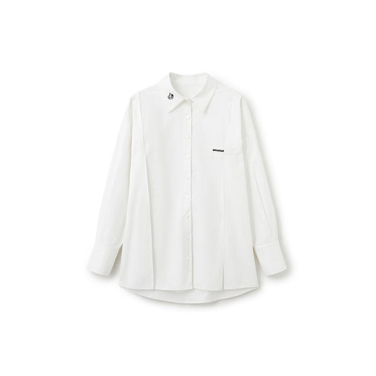 NotAwear Logo Embroidery Casual Oversized Shirt White