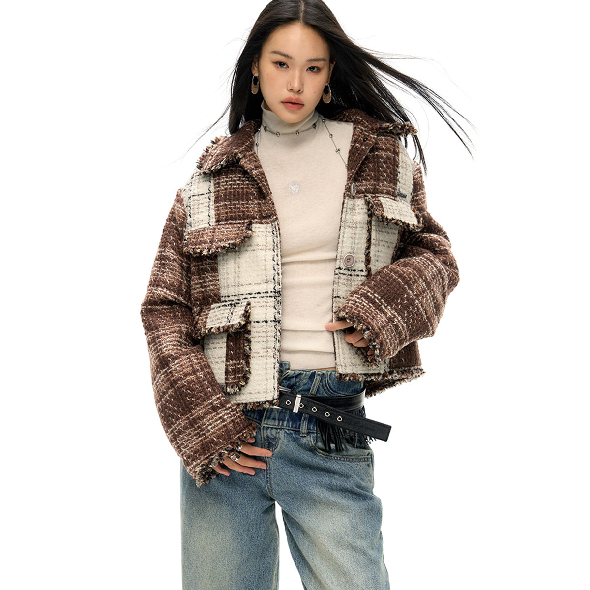 NotAwear Color Blocked Patchwork Tweed Jacket