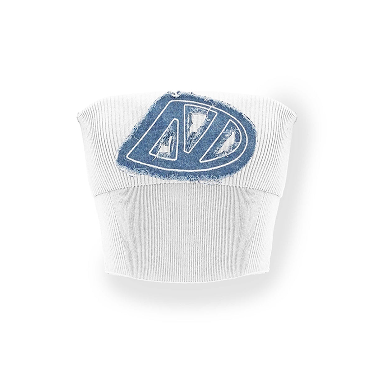 NAWS Embroidered Denim Logo Knit Tube Top Vest White