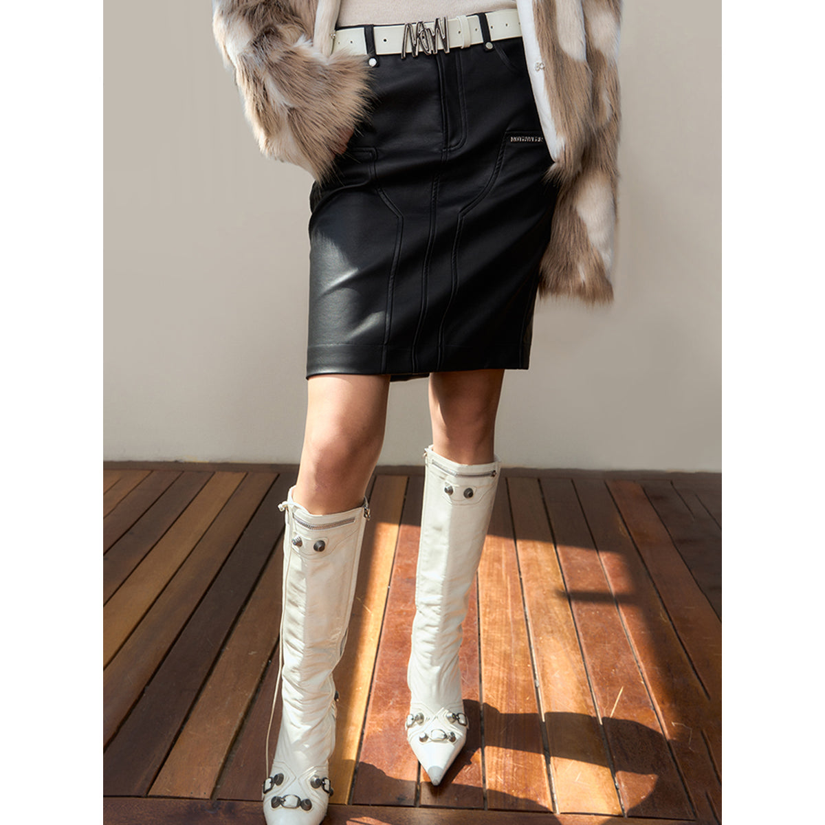 NotAwear Matte Elasticity Leather Skirt Black