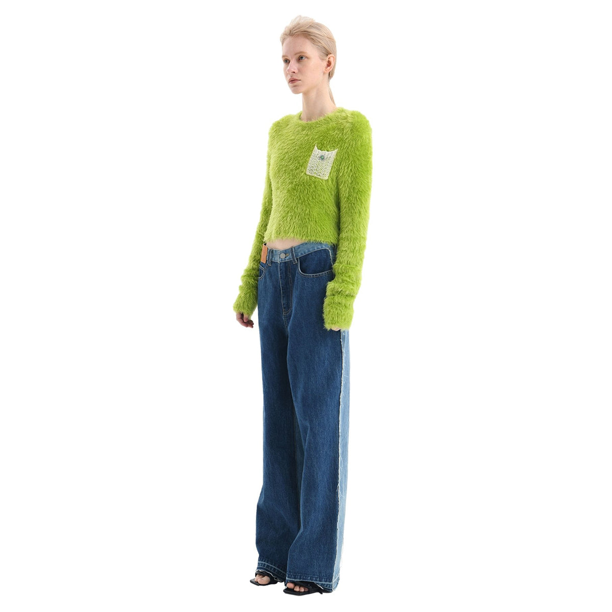 Ann Andelman Feather Yarn Sweater Green