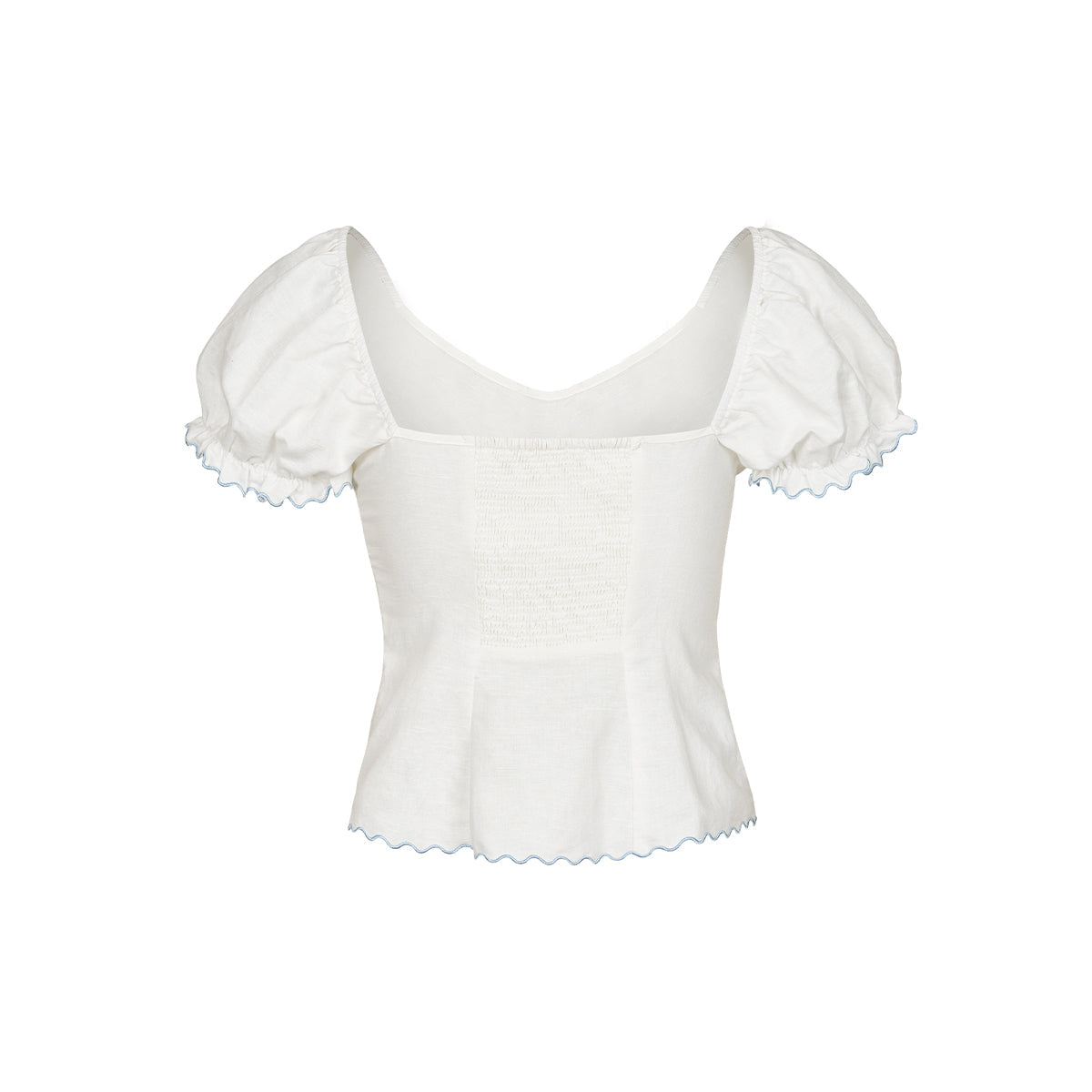 Kroche Lemon Embroidery Lace Up Shirt Top White