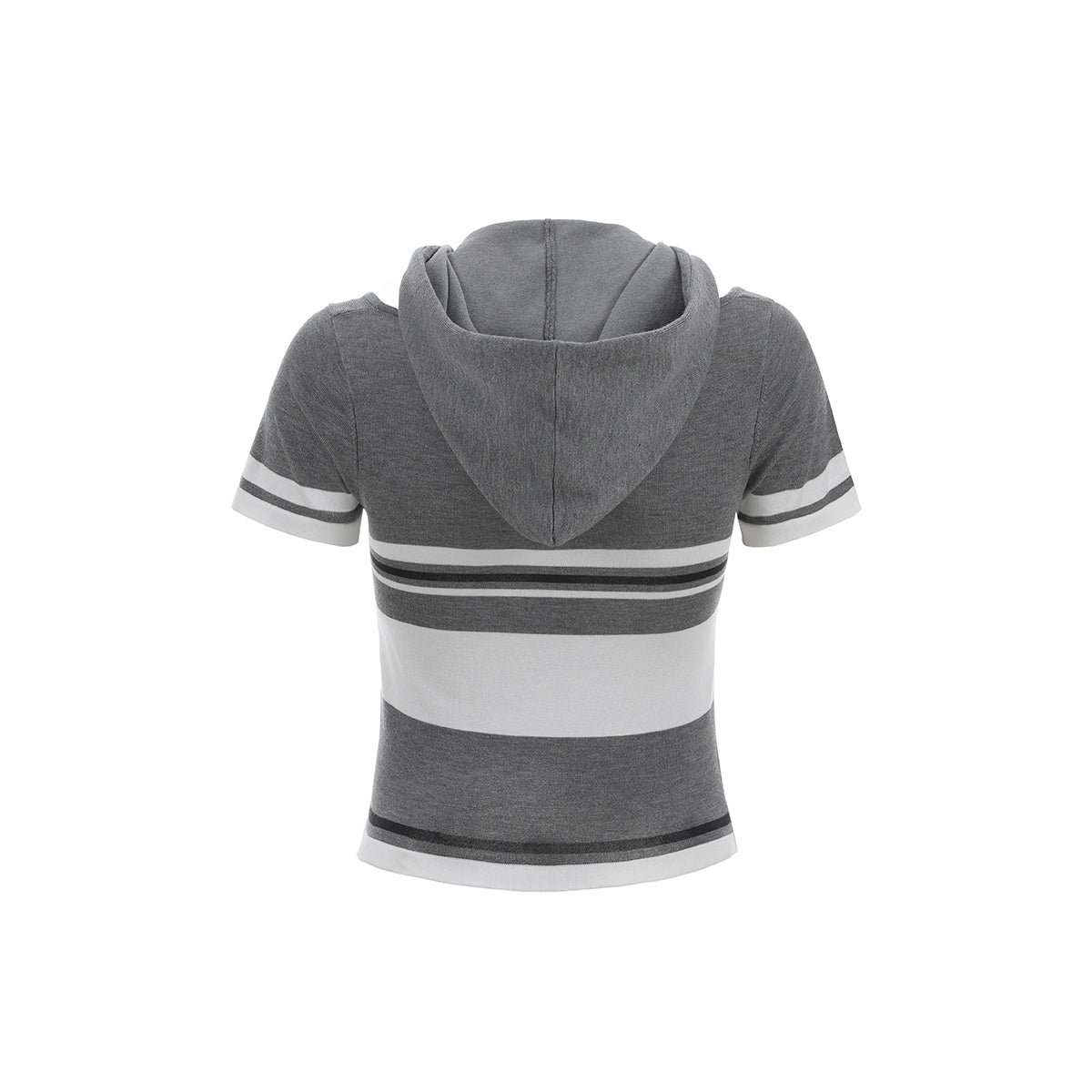 Via Pitti Color Blocked Short Sleeve Hooded Top Grey