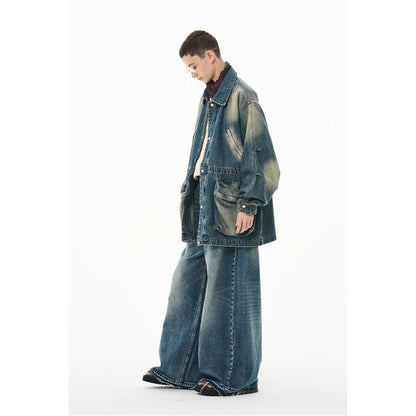 Moditec Vintage Washed Denim Pockets Jacket