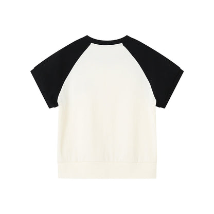 SomeSowe Bow Embroidered Raglan T-Shirt Black