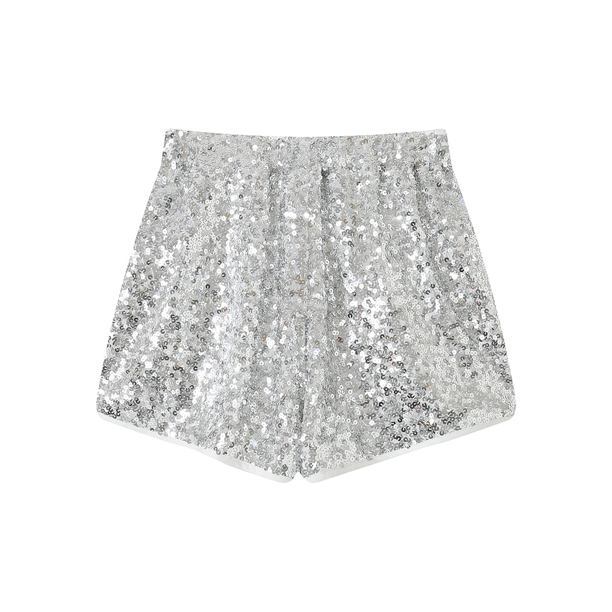 SomeSowe Drawstring Sequin Shorts Sliver