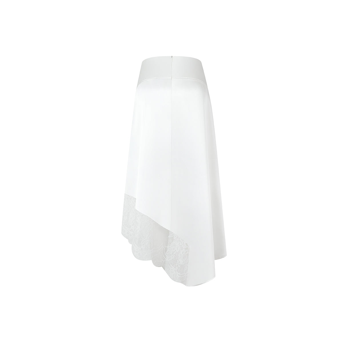 Three Quarters Lace Patchwork Irregular Long Skirt White