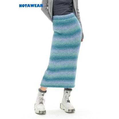 NotAwear Gradient Woolen Mohair Slim Long Skirt