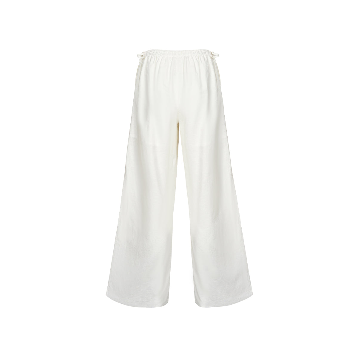 Kroche Drawstring Linen Wide-Leg Pants White