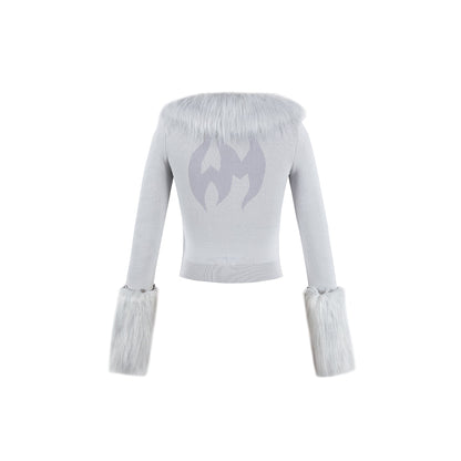 Weird Market X Angel Boy Fluffy Knit Slim Zip-Up Top