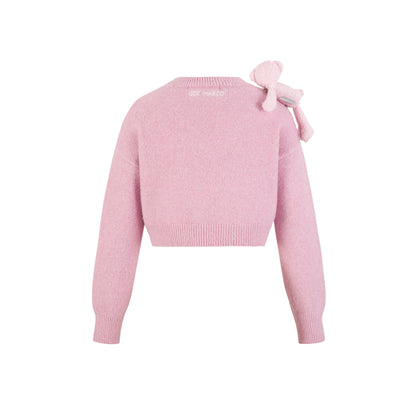 13De Marzo Doozoo Shoulder Bear Short Knit Sweater Pink