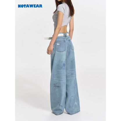 NotAwear Graffiti High Waist Wide-Leg Jeans