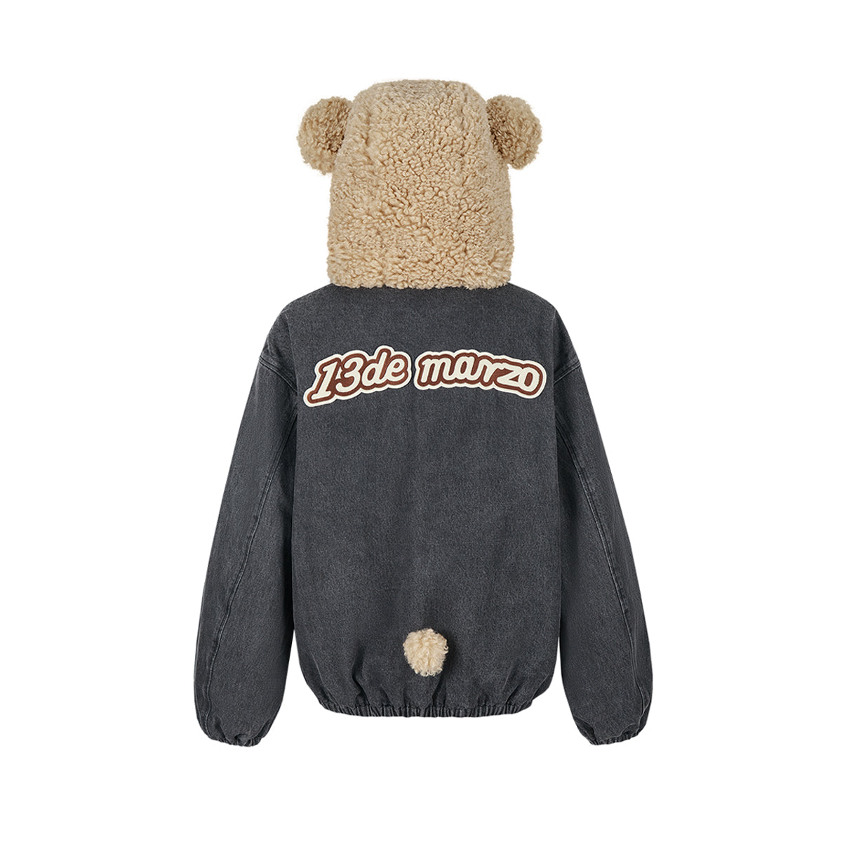 13De Marzo Detachable Bear Mask Padded Hoodie Black