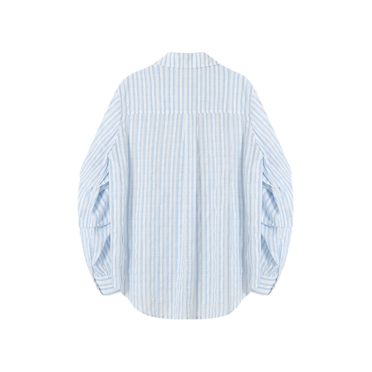 SomeSowe Lace Striped Pleated Sleeve Shirt