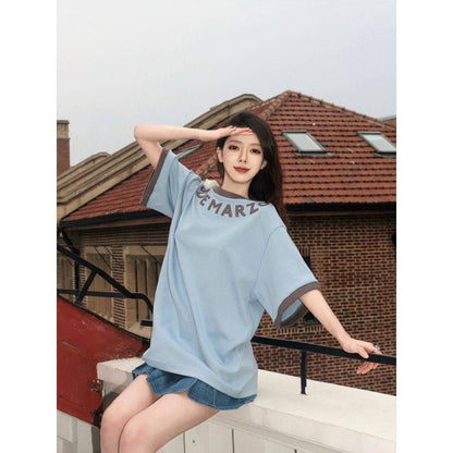 13De Marzo Round Neck Knit Logo T-Shirt Blue