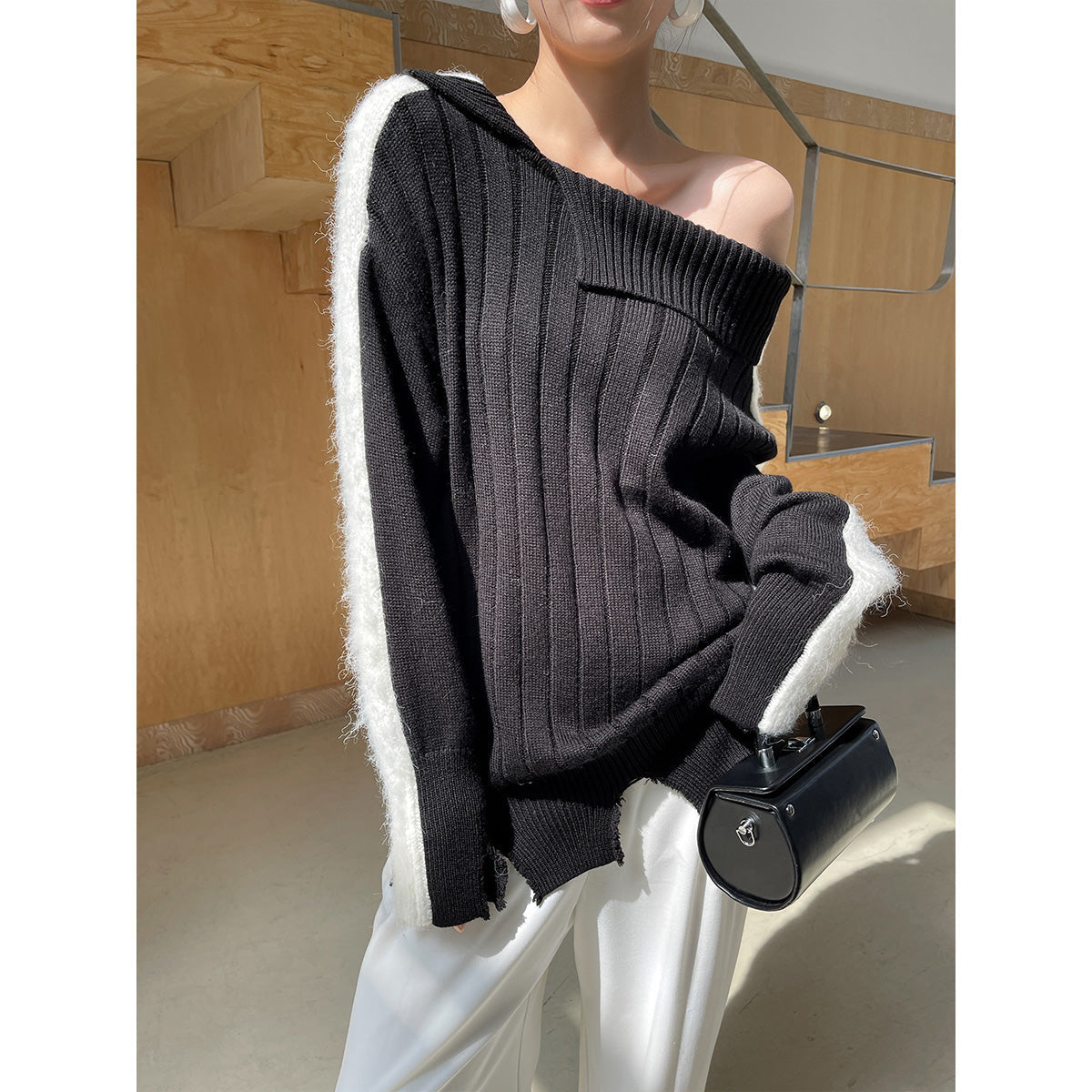 Rumia Florence Knitted Jumper Black And White