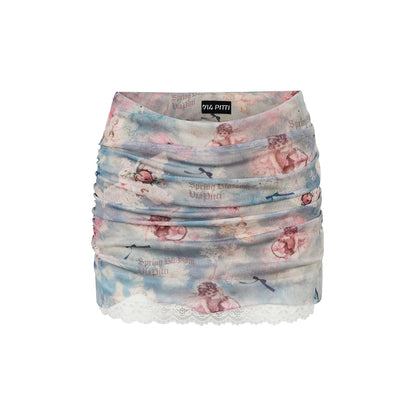 Via Pitti Angel Printed Gauze Mini Skirt