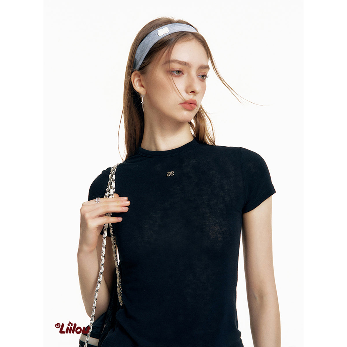 Liilou Transparent Slim Fit Top Black