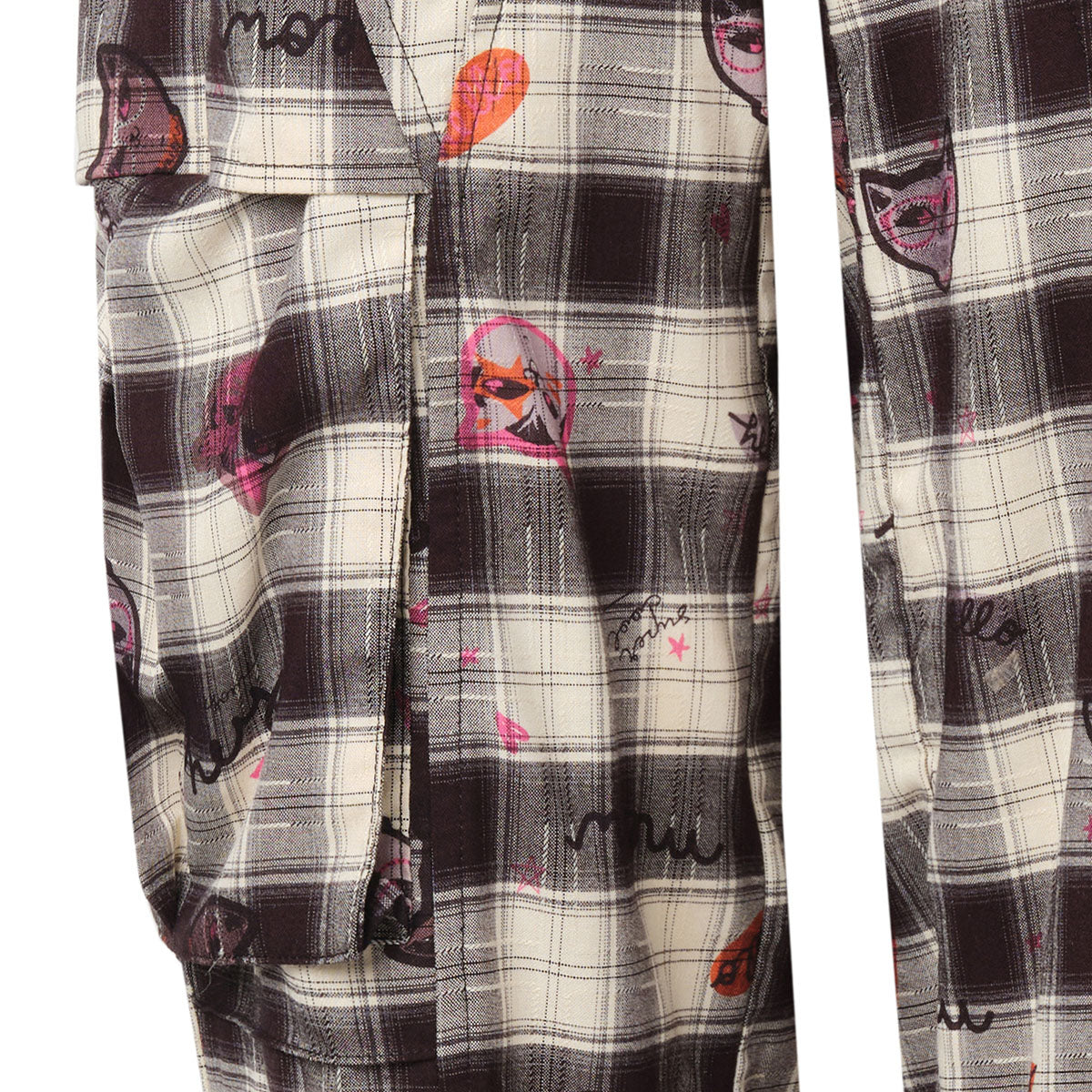 MeliMosa Kitty Printed Plaid Pocket Pants