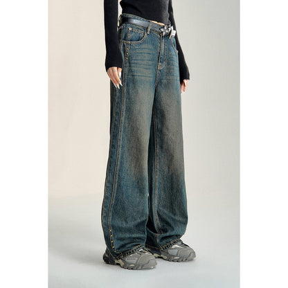 MacyMccoy Retro Rivet Wide-Leg Denim Pants