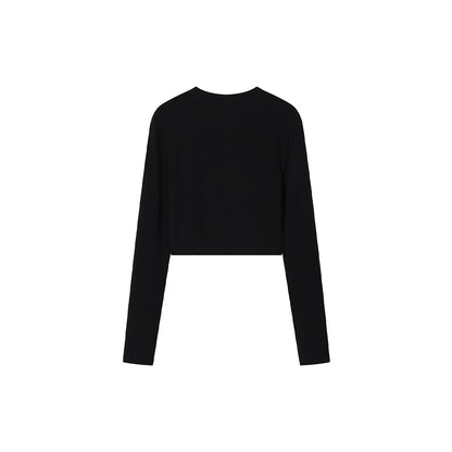 SomeSowe V-Neck Heat Basic Top Black