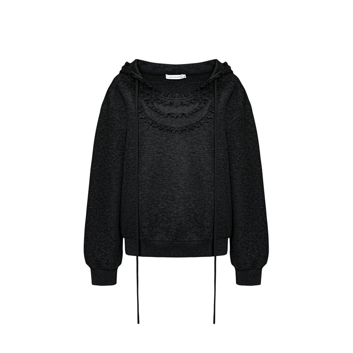 AsGony 3D Lace Edge Patchwork Casual Sweater Black