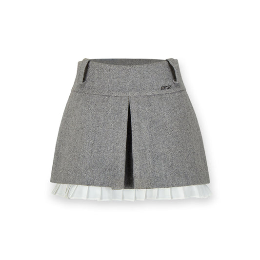 NotAwear Woolen Lace Edge Skirt Grey